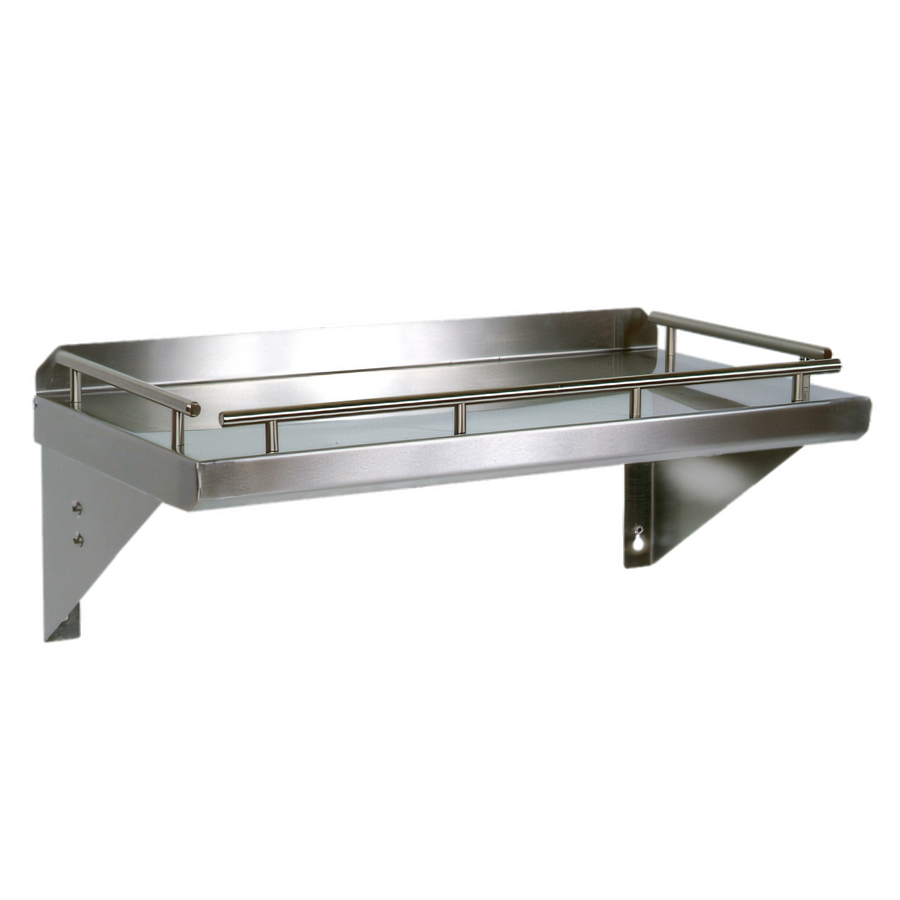 Product image #1 for John Boos Cucina Mensola Grande 36-Inch Wall-Mount Stainless Steel Shelf with Galley Rail