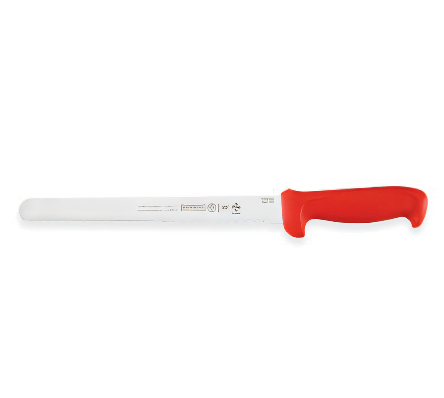 Product image #1 for Mundial 10-Inch Serrated Slicing Knife with Red Antimicrobial Polypropylene Handle