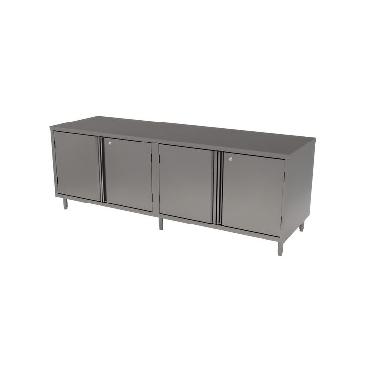 Product image #1 for BK Resources Stainless Steel Chef Table with Hinged Doors and Lock, 84-Inch x 30-Inch