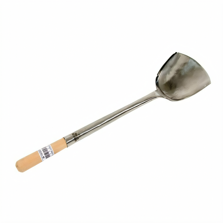 Product image #1 for Hand Hammered Stainless Steel Wok Shovel with Wood Handle, Small No. 3, 16-Inch, Dozen Pack