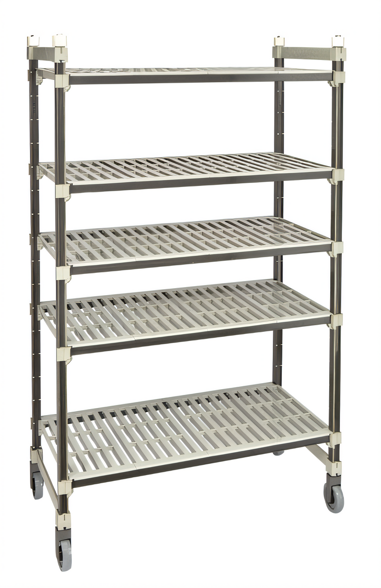 Product image #1 for Cambro Camshelving Elements XTRA 5-Tier High Density Top Rail Mobile Starter Unit, 54 x 18 x 80 Inches
