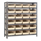 Thumbnail image #1 for Quantum 1839-108 Stationary Wire Shelving Unit, 36 x 18 x 39 Inches, 7 Shelves, 24 Bins, 400 lb. Per Shelf