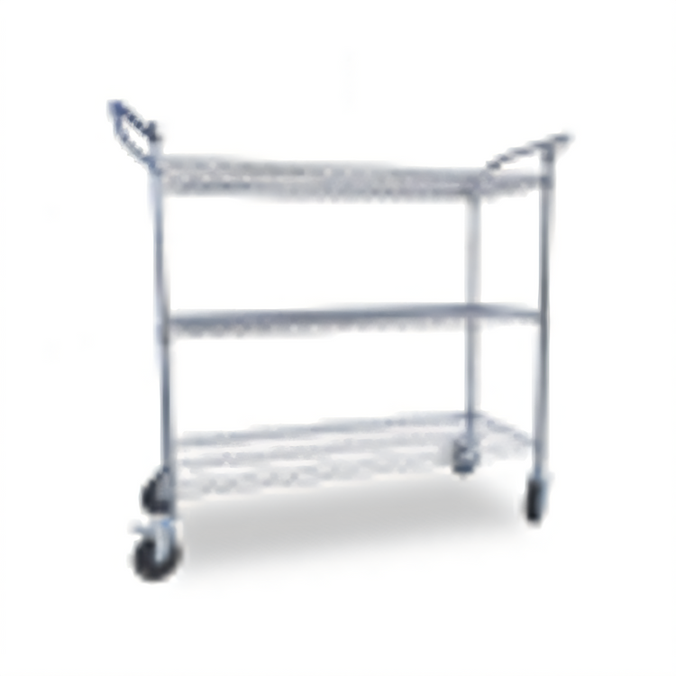 Product image #1 for Omcan Chrome Plated Wire 3-Tier Stock Cart with Double Handles, 18 x 36 Inch, 600 lb. Capacity