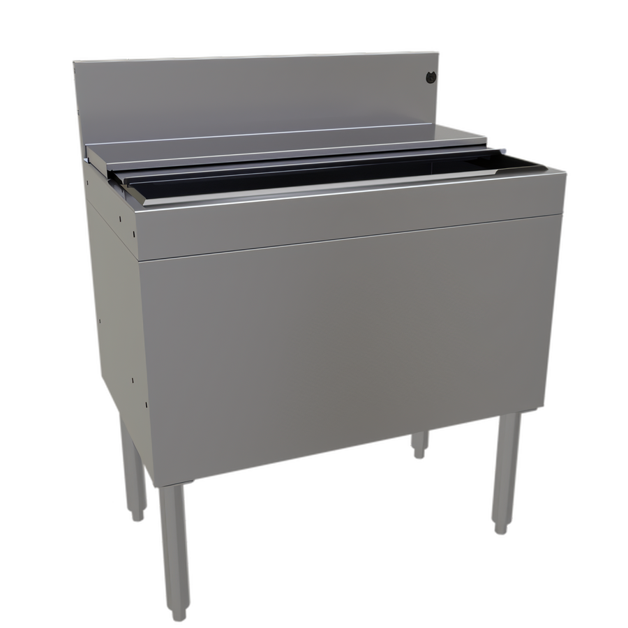 Product image #1 for Glastender Extra Deep Underbar Ice Bin with Sliding Stainless Steel Cover, 30 x 19 Inches, 116 lb Capacity