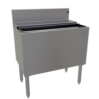 Glastender Extra Deep Underbar Ice Bin with Sliding Stainless Steel Cover, 30 x 19 Inches, 116 lb Capacity