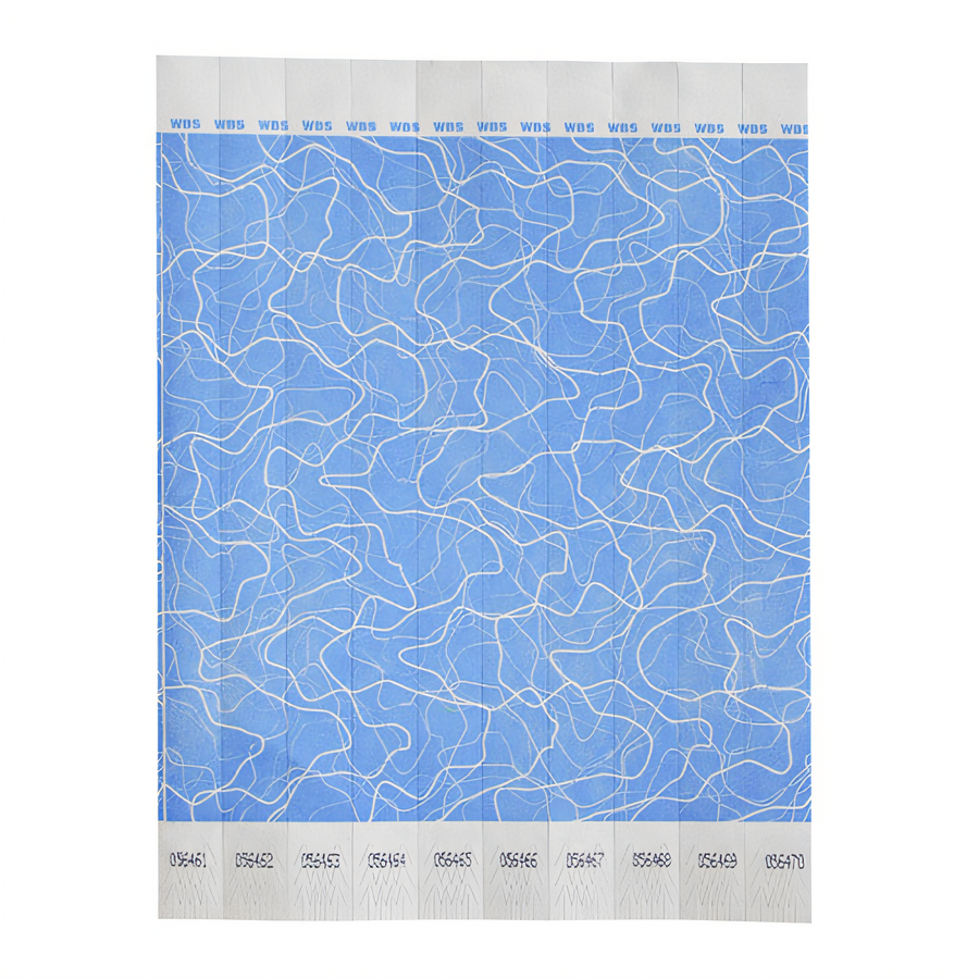 Product image #1 for Bar Maid Blue Pattern Tyvek Tear-Free Sequentially Numbered Wristbands, 3/4 Inch x 9.5 Inch, 500-Pack