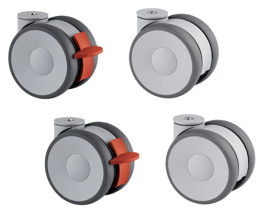 Product image #1 for Lainox Compact Naboo Floor Stand Caster Kit, 4 Casters with 2 Brakes