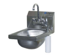 Eagle Group Wall-Mounted 304 Stainless Steel Hand Sink with Faucet, Basket Drain, and Soap Dispenser, 13-1/2 x 9-3/4 x 6-3/4-Inch Bowl