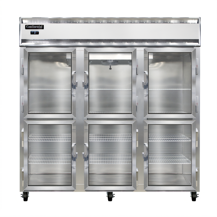 Product image #1 for Continental Refrigerator 3FNGDHD Three-Section Full-Height Display Freezer with Half Glass Doors