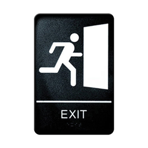 Product image #1 for Winco Braille EXIT Sign with Symbol, 6 x 9 Inch, White on Black