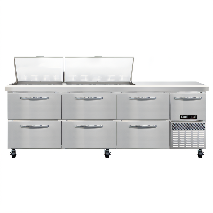 Product image #1 for Continental Refrigerator RA93N27M-D 93 Inch 27-Pan Refrigerated Sandwich Prep Table with Drawers