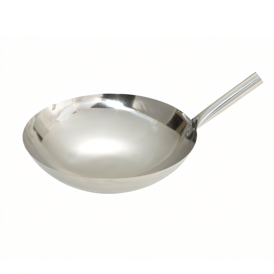 Product image #1 for Winco 16-Inch Mirror Finish Stainless Steel Round-Bottom Chinese Wok with Riveted Handle