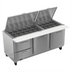 Thumbnail image #1 for Victory UltraSpec V-Core 72-Inch Three-Section Sandwich Prep Refrigerator with 2 Doors, 2 Drawers, and 30-Pan Top