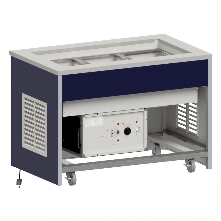 Product image #1 for Atlas Metal INFHC-4 Mobile Hot/Cold Buffet Station, 64"W, 4-Pan Capacity
