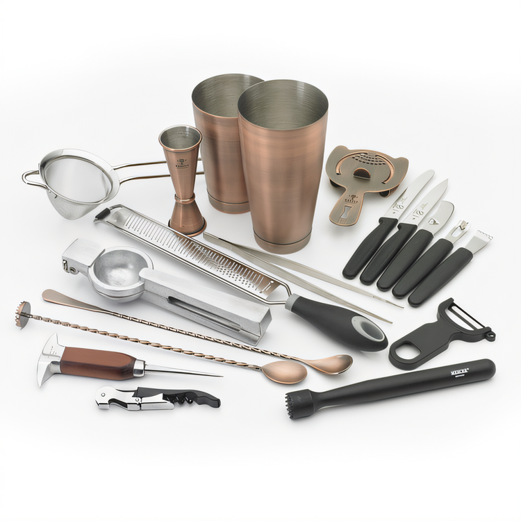 Product image #1 for Barfly Deluxe 18-Piece Antique Copper-Plated Mixology Set