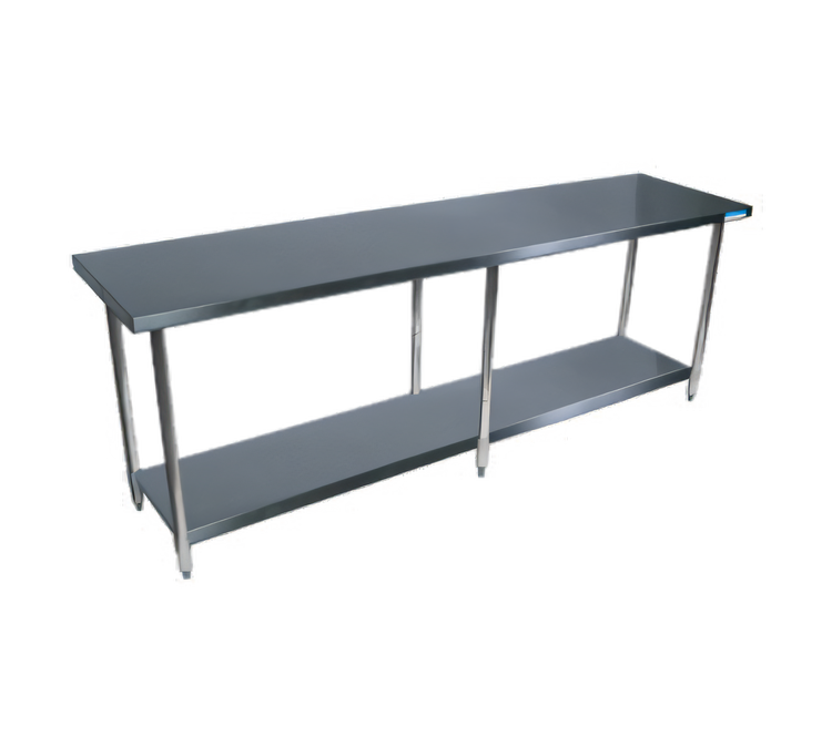 Product image #1 for BK Resources 84-Inch x 24-Inch 18-Gauge 430 Stainless Steel Work Table with Adjustable Undershelf