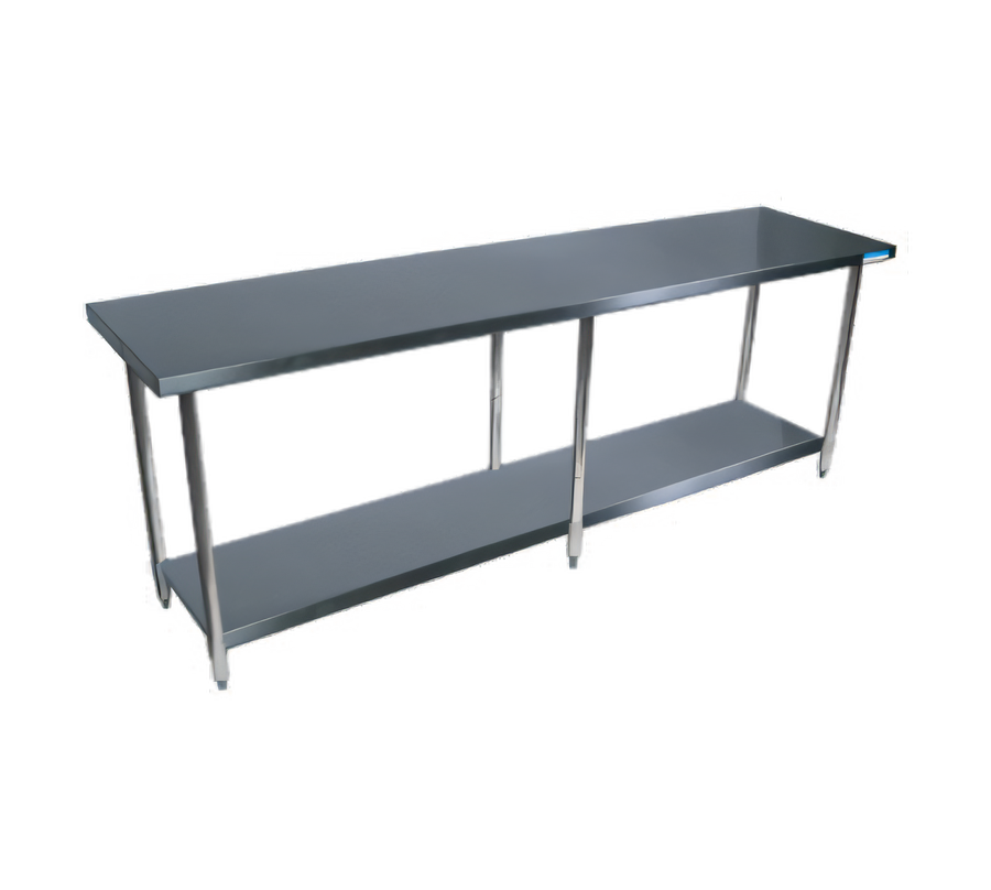 Product image #1 for BK Resources 84-Inch x 24-Inch 18-Gauge 430 Stainless Steel Work Table with Adjustable Undershelf