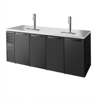 True 92-Inch Four-Section Reach-In Single-Zone Refrigerated Draft Bar Cooler with Stainless Steel Top and 2 Draft Columns
