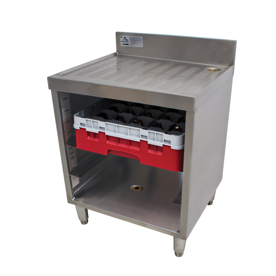 Product image #1 for Advance Tabco Special Value Underbar Closed Glass Rack Cabinet with Drainboard Top, 24"W x 21"D x 33"H