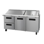 Thumbnail image #1 for Hoshizaki Steelheart SR72B-30MD2 72-Inch Three-Section Mega Top Prep Refrigerator with 2 Doors, 2 Drawers, and 30-Pan Rail