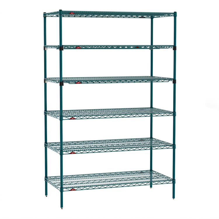 Product image #1 for Super Erecta 48"W x 24"D x 74"H 6-Tier Stationary Wire Shelving Starter Unit with Metroseal 3 Green Epoxy Finish