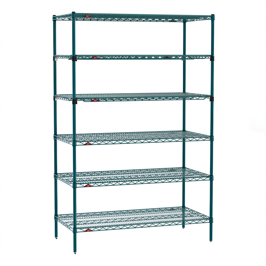 Product image #1 for Super Erecta 48"W x 24"D x 74"H 6-Tier Stationary Wire Shelving Starter Unit with Metroseal 3 Green Epoxy Finish