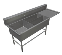 John Boos Pro-Bowl 3-Compartment Platter Sink with Right Drainboard, 84-3/16 Inch Wide