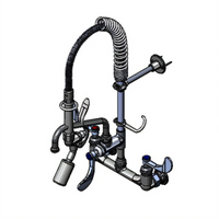 T&S Brass 8-Inch Wall-Mount Mini Pre-Rinse Unit with Spray Valve