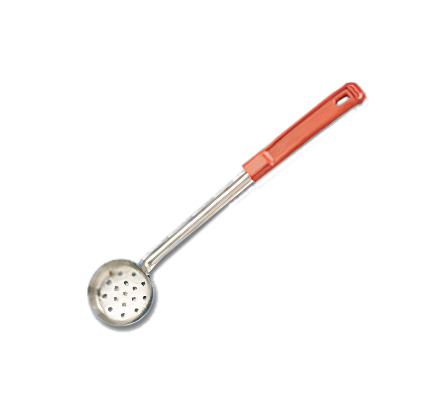 Product image #1 for American Metalcraft 2 oz Perforated Stainless Steel Portion Control Serving Spoon with Red Bakelite Handle