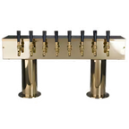 Thumbnail image #1 for Micro Matic USA DPT48PVD Double Pedestal Countertop Air-Cooled Draft Beer Tower, 8 Faucets, PVD Brass Finish