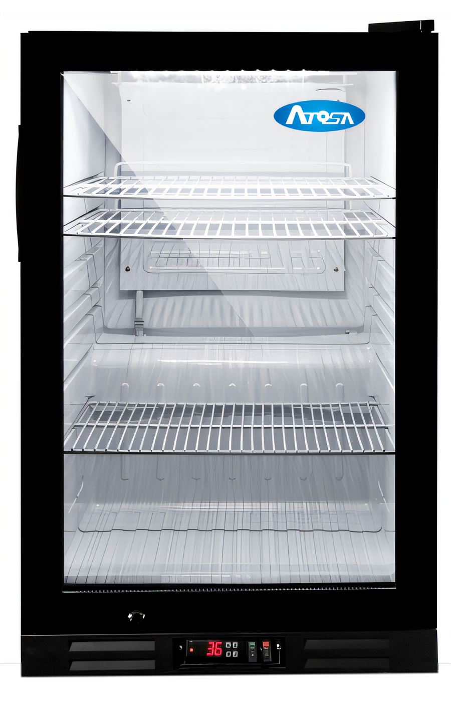 Product image #1 for Atosa Countertop Glass Door Refrigerator Merchandiser, One-Section, 2.4 Cu. Ft., Black, 115V