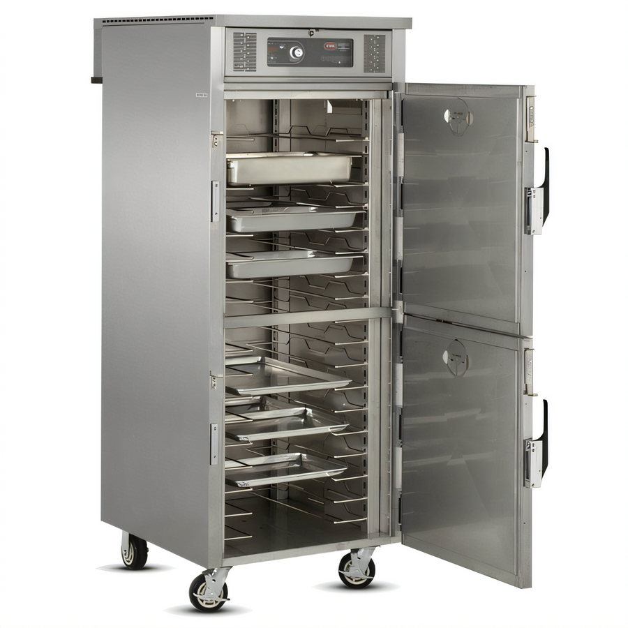 Product image #1 for FWE RH-18 Dual-Cycle Electric Mobile Rethermalization & Holding Cabinet with Dutch Doors, 18 Tray Capacity