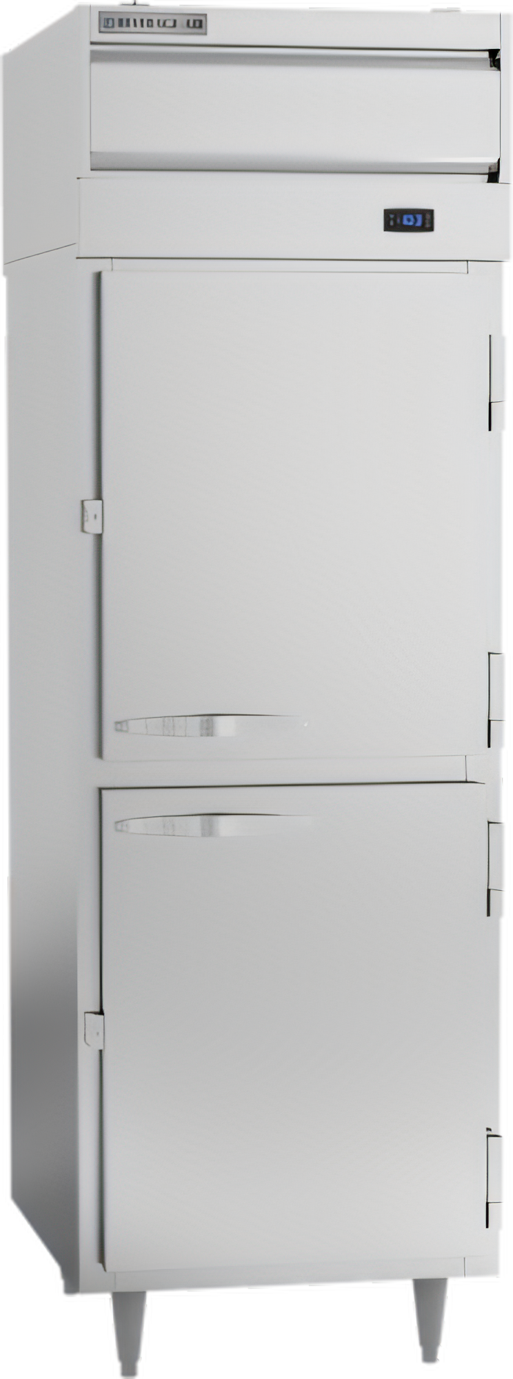 Product image #1 for Beverage-Air P Series 1-Section Standard-Depth Pass-Thru Freezer with 4 Solid Half Doors, 22.9 Cu. Ft., Top-Mounted Self-Contained Refrigeration