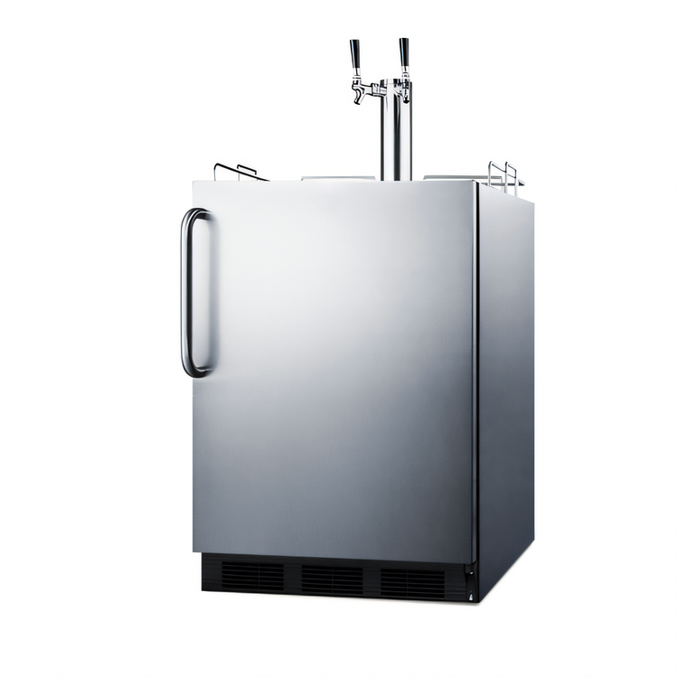 Product image #1 for Summit Commercial ADA-Compliant Counter-Height Dual-Tap Draft Beer Dispenser, 5.5 Cu. Ft., Built-In or Freestanding, Stainless Steel