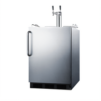 Summit Commercial ADA-Compliant Counter-Height Dual-Tap Draft Beer Dispenser, 5.5 Cu. Ft., Built-In or Freestanding, Stainless Steel