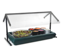 Carlisle 48-Inch Freestanding Double-Sided Self-Service Sneeze Guard with Aluminum Frame, Black