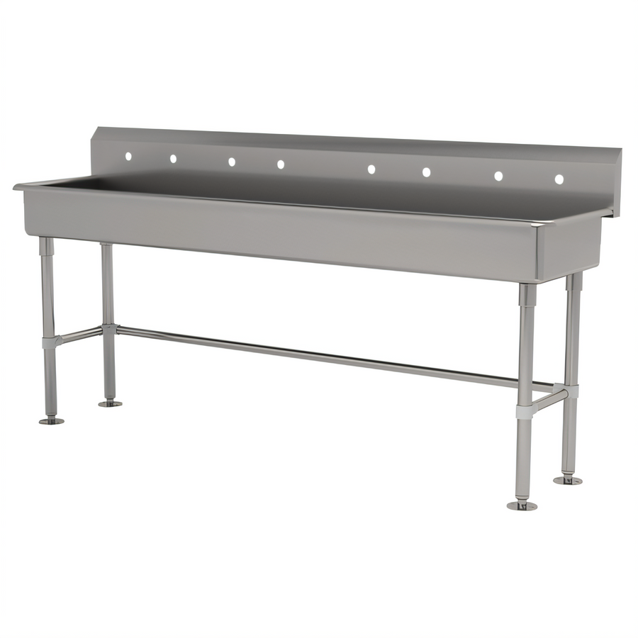 Product image #1 for Advance Tabco 80-Inch Freestanding Stainless Steel ADA Multiwash Hand Sink with Splash Mount Faucet Provision