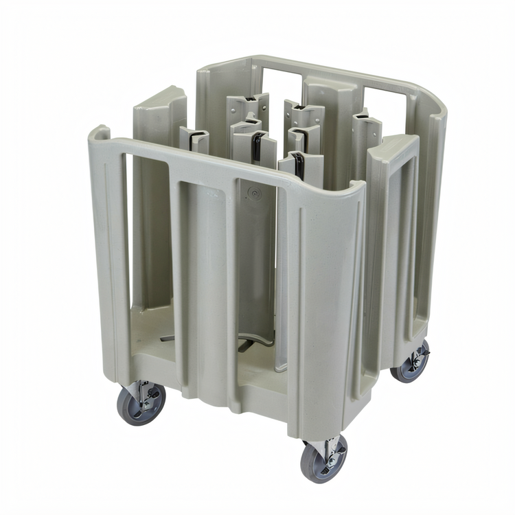 Product image #1 for Cambro S-Series Compact Adjustable 8-Tower Dish Caddy Dolly, Speckled Gray