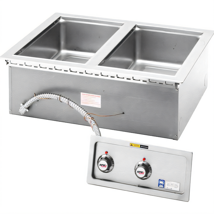 Product image #1 for APW Wyott HFW-2DS Two-Well Drop-In Electric Hot Food Well with Drain, Wet/Dry Operation, Infinite Controls