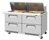 Thumbnail image #1 for Turbo Air Super Deluxe 60-Inch Front Breathing Two-Section Sandwich/Salad Mega Top Refrigerated Prep Table with 4 Drawers