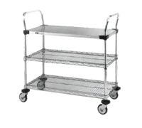 Metro Super Erecta 3-Shelf Open Chrome-Plated Steel Utility Bus Cart, 36 x 18 Inches