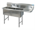 Thumbnail image #1 for BK Resources Two Compartment Stainless Steel Sink with 24-Inch Right-Hand Drainboard and 10-Inch Backsplash