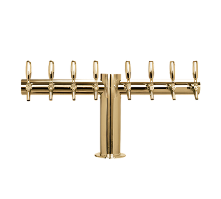 Product image #1 for Metropolis T 8-Faucet Countertop Glycol-Cooled Draft Beer Tower, PVD Brass Finish