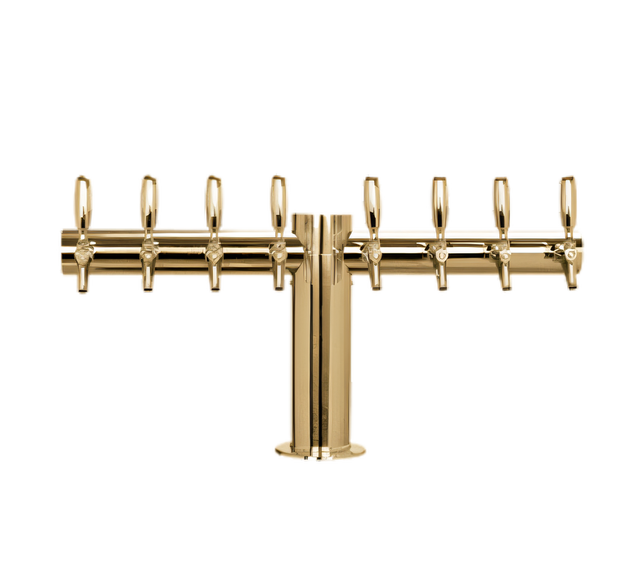 Product image #1 for Metropolis T 8-Faucet Countertop Glycol-Cooled Draft Beer Tower, PVD Brass Finish