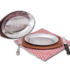 Thumbnail image #1 for Admiral Craft Equipment Corp. SZ-10 Oval Cast Aluminum Sizzle Steak Platter, 10-1/2 x 7 Inch Case of 36