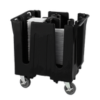 Thumbnail image #1 for Vollrath SAC-4D-06 Adjustable 2-Stack Dish Caddy for 11-1/2–12-1/2 Inch Round Plates/Bowls, Black Plastic, Vinyl Cover