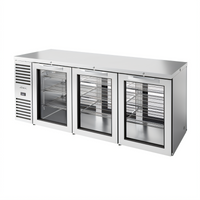 True Premier Bar 84-Inch Three-Section Pass-Thru Refrigerated Back Bar Cooler with 6 Glass Doors