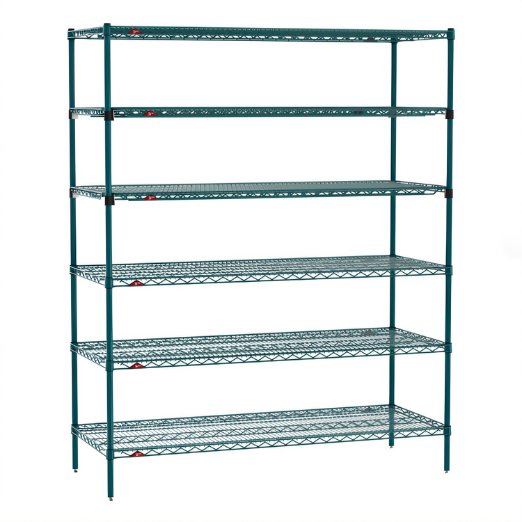Product image #1 for Metro Super Erecta Stationary Starter Wire Shelving Unit, 60 x 24 x 74 Inches, 6-Tier, Metroseal Green Epoxy Coated