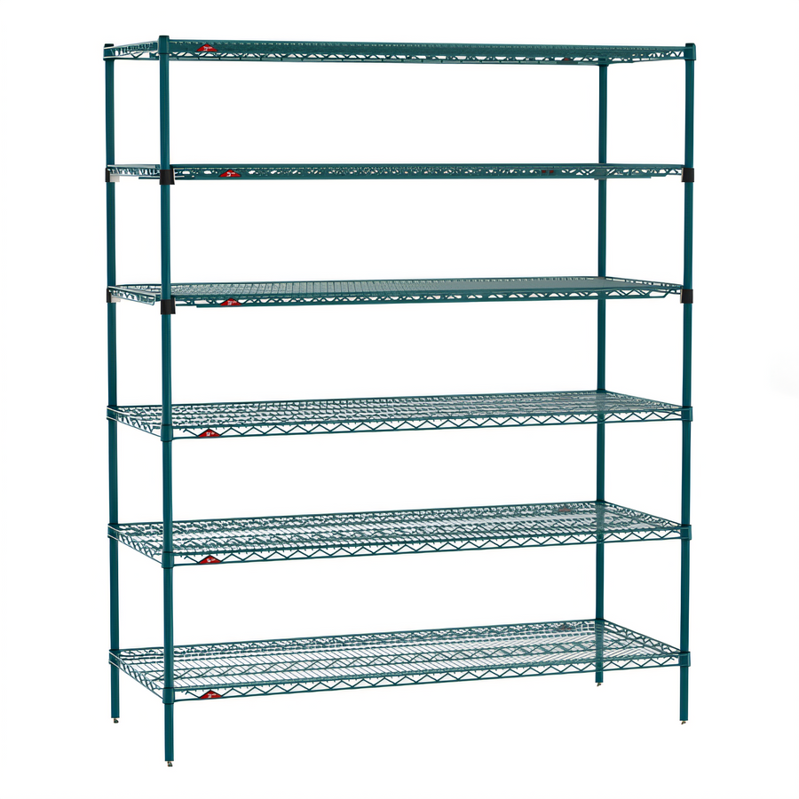 Product image #1 for Metro Super Erecta Stationary Starter Wire Shelving Unit, 60 x 24 x 74 Inches, 6-Tier, Metroseal Green Epoxy Coated