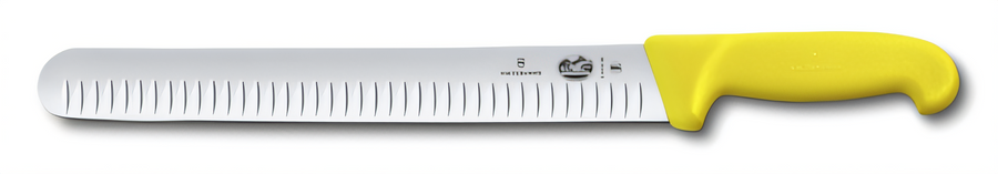 Product image #1 for Victorinox Fibrox HACCP 12-Inch Granton Edge Slicer/Carving Knife with Yellow Fibrox Handle